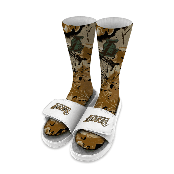 Unisex ISlide  Los Angeles Lakers RealTree Camo Socks & Slide Bundle