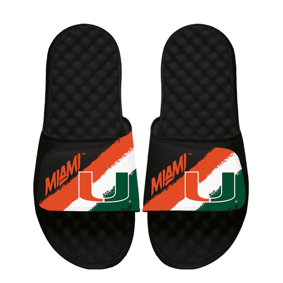Unisex ISlide Miami Hurricanes Paint Stripes Slide Sandals