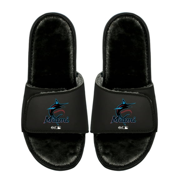 Unisex ISlide Miami Marlins Logo Fur Slide Sandals