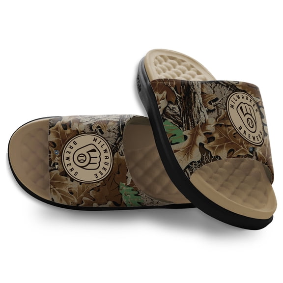 Unisex ISlide Milwaukee Brewers RealTree Advantage Camo Motive Slide Sandals