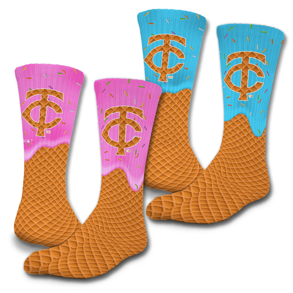 Unisex ISlide Minnesota Twins Ice Cream Drip 2-Pack Lifestyle Crew Socks Set