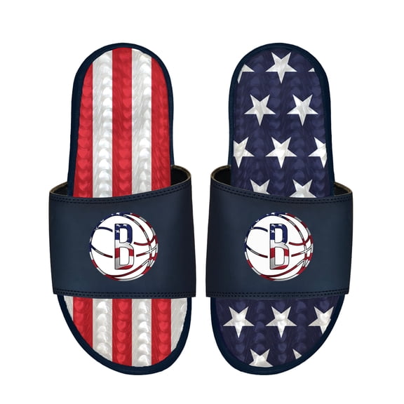 Unisex ISlide Navy Brooklyn Nets Americana Gel Slide Sandals