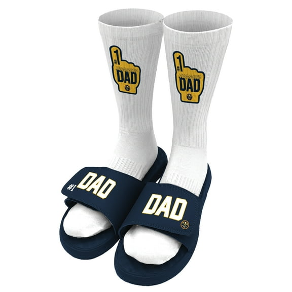 Unisex ISlide Navy Denver Nuggets #1 Dad Socks & Slide Sandals Bundle