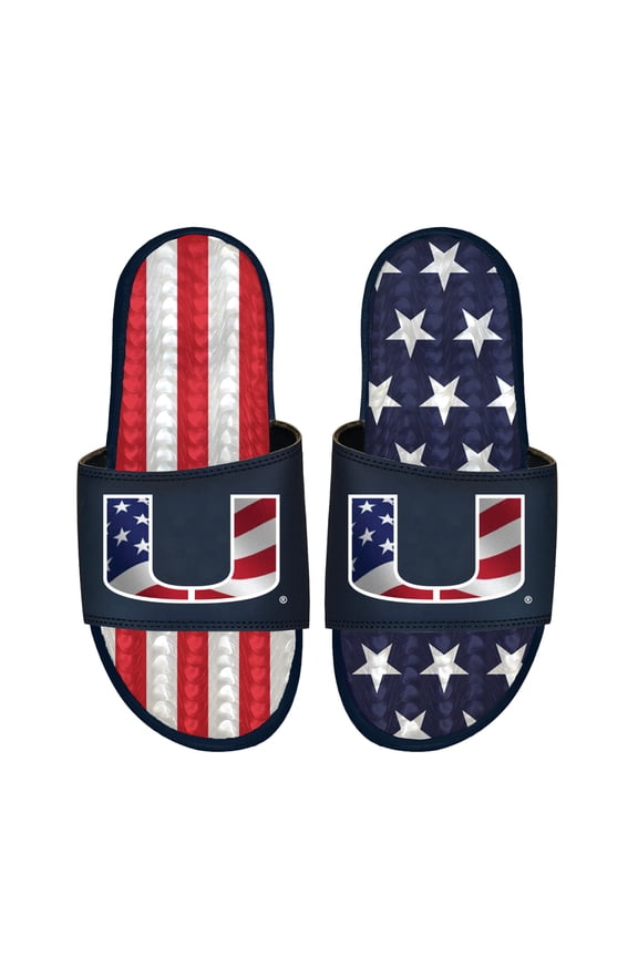 Unisex ISlide Navy Miami Hurricanes Americana Gel Slide Sandals