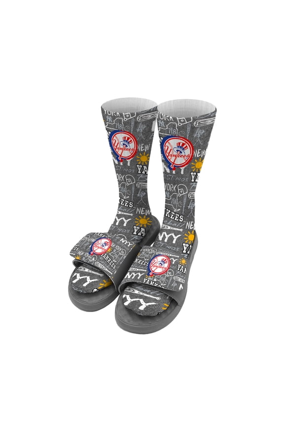 Unisex ISlide New York Yankees Chalk Socks & Slide Sandals Bundle