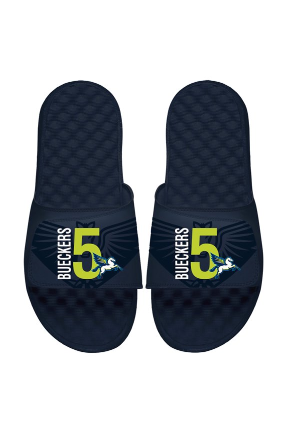 Unisex ISlide Paige Bueckers Navy Dallas Wings 2025 WNBA Draft Combo Logo Slide Sandals