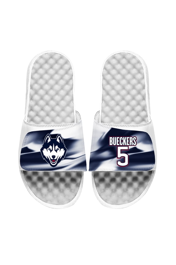 Unisex-ISlide Paige Bueckers White UConn Huskies Name Split Slide Sandals