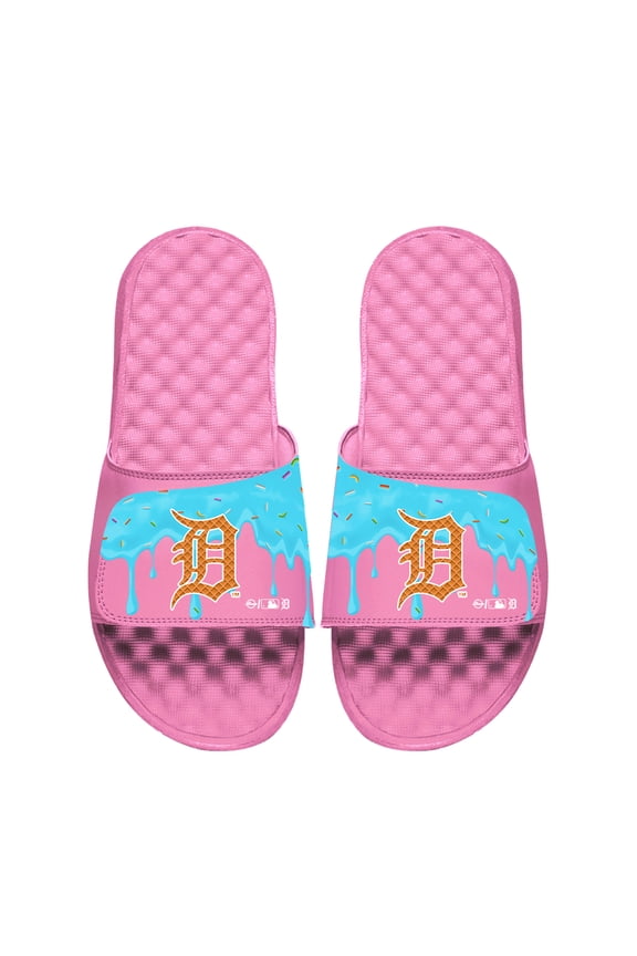 Unisex ISlide Pink Detroit Tigers Ice Cream Drip Slide Sandals