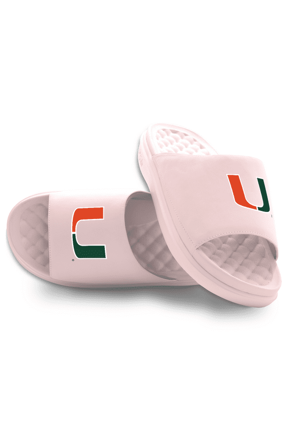 Unisex ISlide Pink Miami Hurricanes Primary Motive Slide Sandals