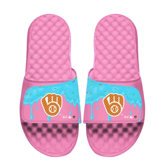 Unisex ISlide Pink Milwaukee Brewers  Ice Cream Drip Slide Sandals