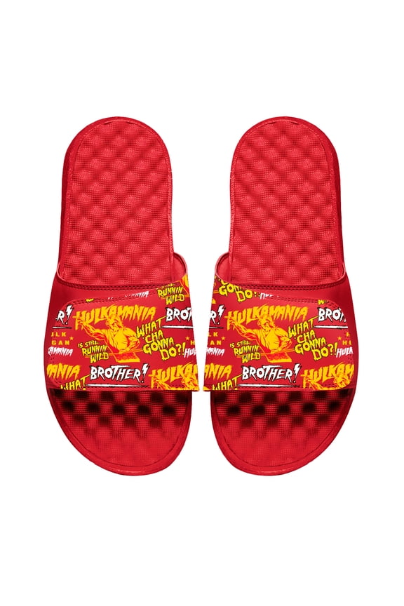 Unisex ISlide Red Hulk Hogan Word Pattern Slide Sandals