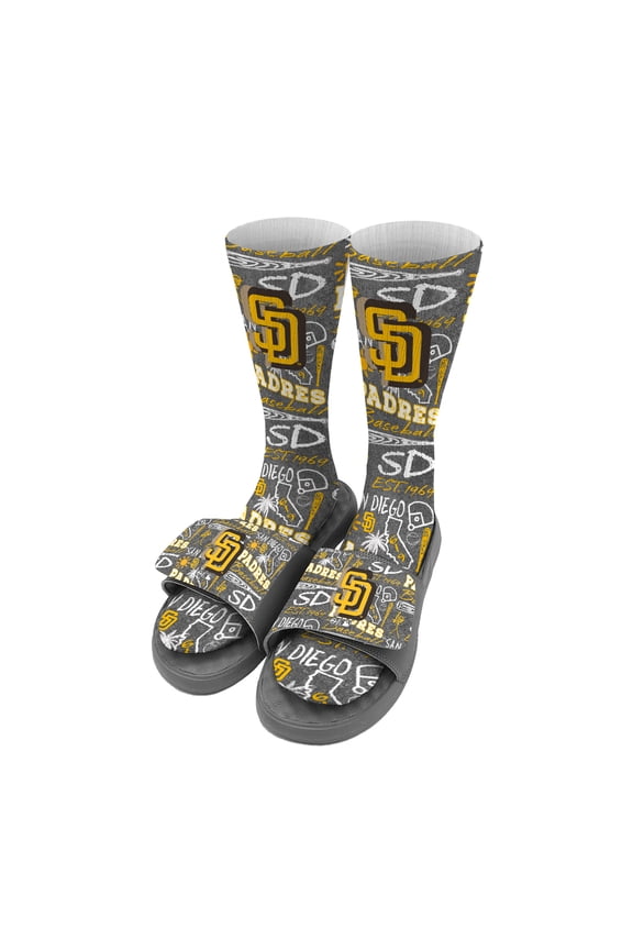 Unisex ISlide San Diego Padres Chalk Socks & Slide Sandals Bundle