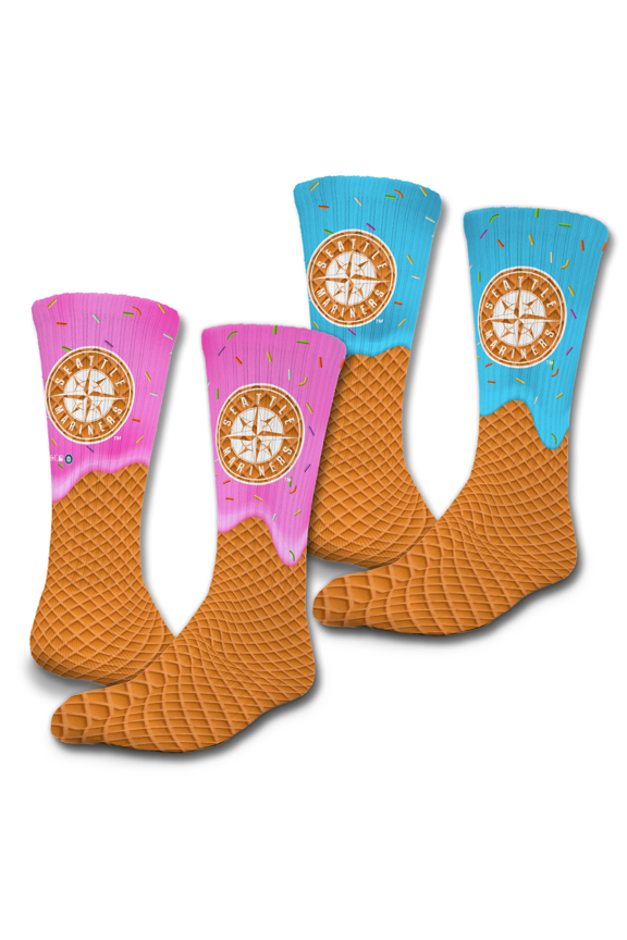 Unisex ISlide Seattle Mariners Ice Cream Drip 2-Pack Lifestyle Crew Socks Set