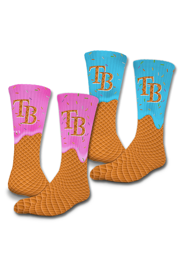 Unisex ISlide Tampa Bay Rays Ice Cream Drip 2-Pack Lifestyle Crew Socks Set