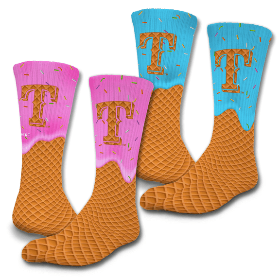 Unisex ISlide Texas Rangers Ice Cream Drip 2-Pack Lifestyle Crew Socks Set