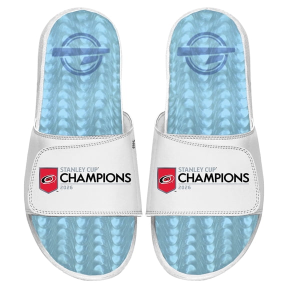 Unisex ISlide White Carolina Hurricanes 2026 Stanley Cup Champions Gel Slide Sandals