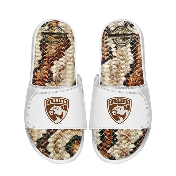 Unisex ISlide White Florida Panthers Stacked Snake Gel Slide Sandals