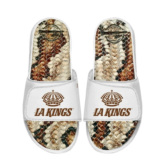 Unisex ISlide White Los Angeles Kings Stacked Snake Gel Slide Sandals