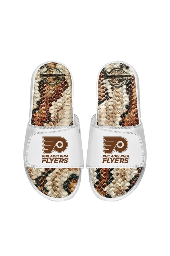 Unisex ISlide White Philadelphia Flyers Stacked Snake Gel Slide Sandals