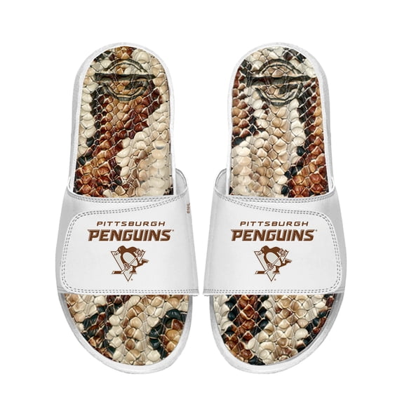 Unisex ISlide White Pittsburgh Penguins Stacked Snake Gel Slide Sandals