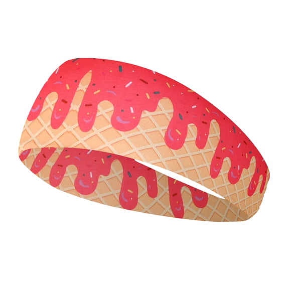 Unisex Ice Cream Baseball Headbands, Elastic Polyester Sweatband Multi Color Headbands for Basketball Football Golf Ice Cream Drip Headscarf Baseball Stuff Red One Size
