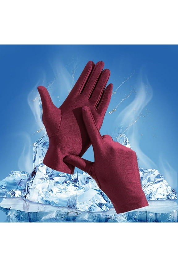 Unisex Ice Sensation Gloves, Cooling Sun Protection Gloves for Outdoor Fishing and Riding, Breathable UV Blocking Gloves, Lightweight Ice Silk Gloves for Men and Women Red