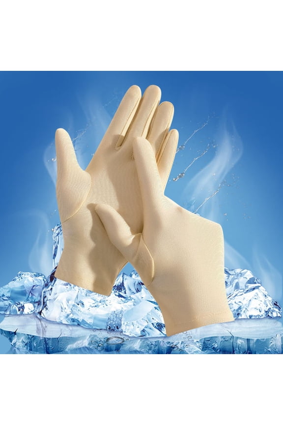 Unisex Ice Sensation Gloves, Cooling Sun Protection Gloves for Outdoor Fishing and Riding, Breathable UV Blocking Gloves, Lightweight Ice Silk Gloves for Men and Women Khaki