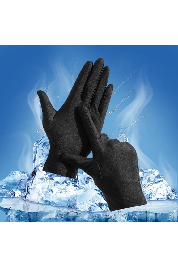 Unisex Ice Silk Cooling Sun Protection Gloves, Breathable Fishing Cycling Gloves, for Outdoor Riding or Fishing Activities Black