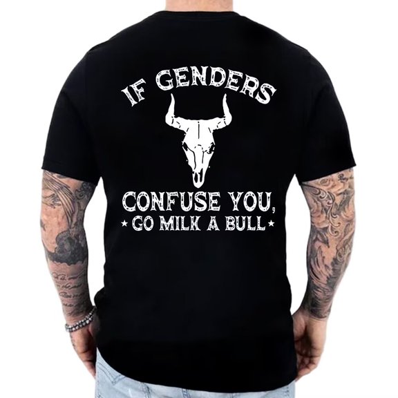 Unisex If Genders Confuse You Graphic Tees Western Print T Shirts Short Sleeve Casual Cotton Pattern Tops for Daily Outfits Black,2XL