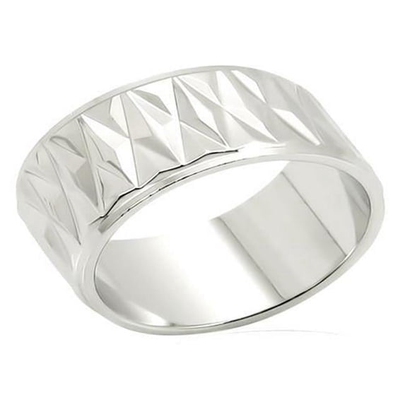 Unisex Imitation Rhodium Brass Ring with No Stone in No Stone - Size 10