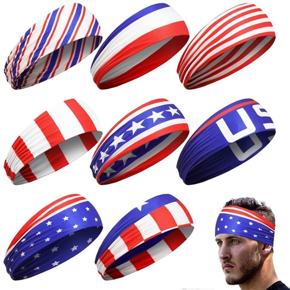 Unisex Independence Day Sweatbands Soccer Headbands Sports Sweatbands Breathable Sweat Wicking Headband for Men Women Basketball, Football, Baseball, Running D One Size