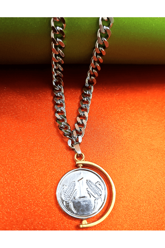 Unisex Indian 1 Rupee Coin Pendant Chain For Spiritual Growth & Energy