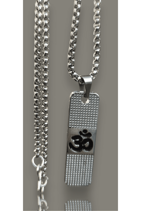 Unisex Indian Spiritual Box Chain Om Pendant Necklace For Spiritual Growth & Energy
