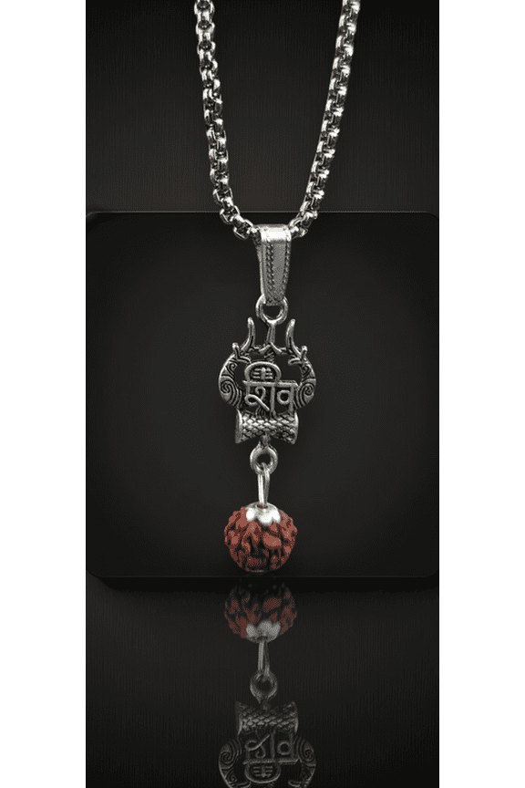 Unisex Indian Spiritual Box Chain Trishul Pendant Necklace For Spiritual Growth & Energy