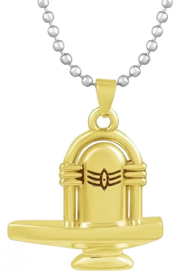 Unisex Indian Spiritual Golden Shiv Pindi Pendant Necklace For Spiritual Growth & Energy
