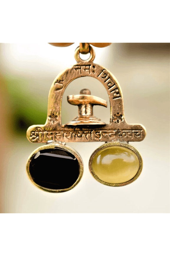 Indra Kavach Pendant Necklace, Brass, 22 in