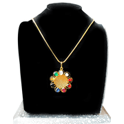 Unisex Indian Spiritual Navratna Pendant Necklace For Spiritual Growth & Energy