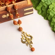 Anvika Unisex Indian Spiritual Rudraksha Trishul Pendant Necklace For Spiritual Growth & Energy