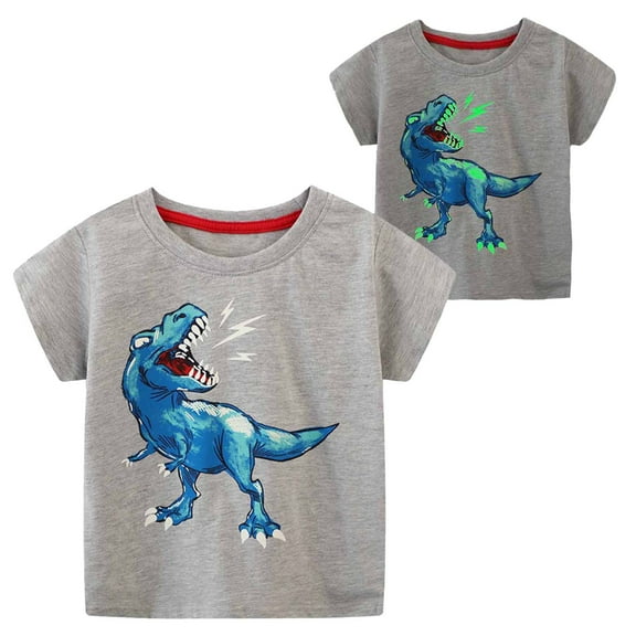 Unisex Infant Baby Crew Neck T-Shirt Baby Boys' Round Neck Short Sleeve Fashion Luminous Printed T-shirt Tees Shirts for Boys Girls