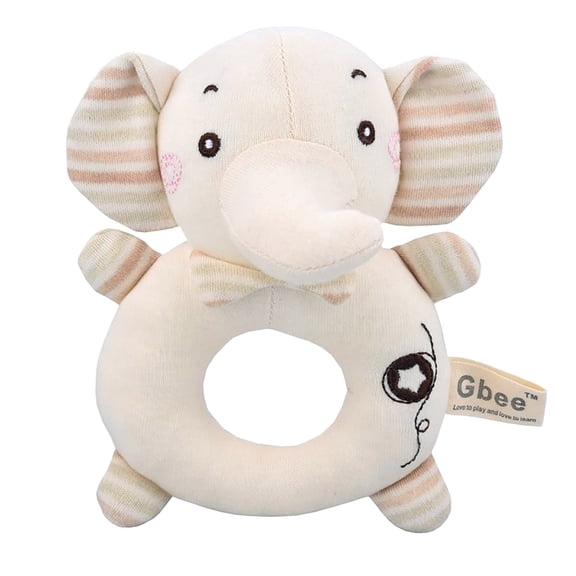 Unisex Infant Rattle Toy, Nursery Sensory Animal Plush Made with Cotton Shell and Polyester Fill, Sweet Bear, Bunny, or Dog Stuffed Animals for Babies (E)