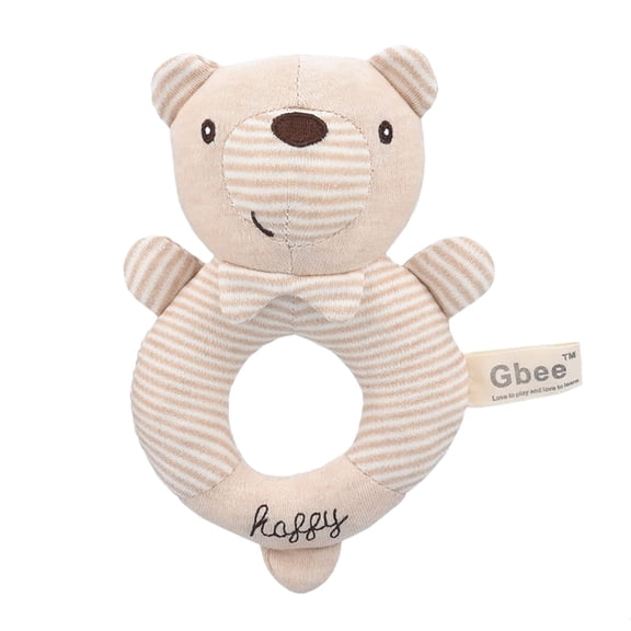 Unisex Infant Rattle Toy, Nursery Sensory Animal Plush Made with Cotton Shell and Polyester Fill, Sweet Bear, Bunny, or Dog Stuffed Animals for Babies (F)