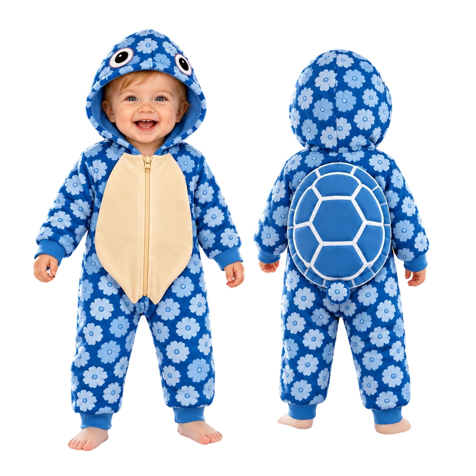 Prisma Soft Machine Unisex Toddler Animal Flannel Hooded Romper Jumpsuit, Fall Winter Warm ...
