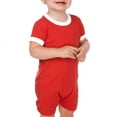 thumbnail image 1 of Unisex Infants Scoop Neck Short Sleeve Romper Red/White 24M, 1 of 4