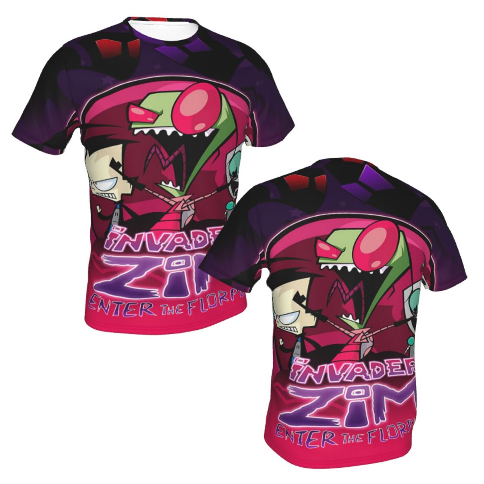 Unisex Invader Zim T Shirts 3D Printed Short Sleeve Shirts Casual Graphics Tees For Adult Men Women
