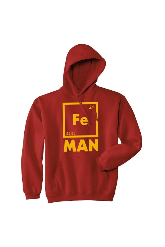 Unisex Iron Science Hoodie Funny Geeky Nerdy Graphic Periodic Table Sweatshirt