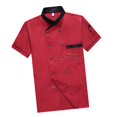 thumbnail image 1 of Unisex Jacket Men Women Shirt Coat Breathable Short Sleeve Comfortable Workwear Chef Clothes for Cooking Hotel XL Size Red, 1 of 6
