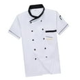 thumbnail image 1 of Unisex Jacket Men Women Waiter Waitress Comfortable Short Sleeve Shirt Coat Breathable Work Wear Chef Clothes for Cooking Cafe XL Size White, 1 of 6
