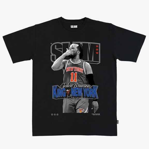 Unisex Jalen Brunson Black New York Knicks SLAM Cover T-Shirt