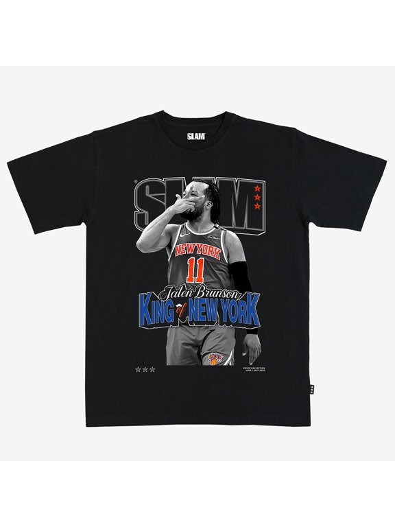 Unisex Jalen Brunson Black New York Knicks SLAM Cover T-Shirt