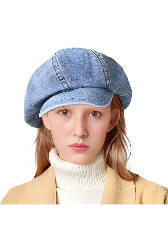 Unisex Japanese Oversized Denim Cotton Newsboy Hats Vintage Unisex Paperboy Painter Beret Cap
